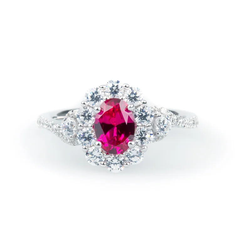 Red Coloured Cluster Ring