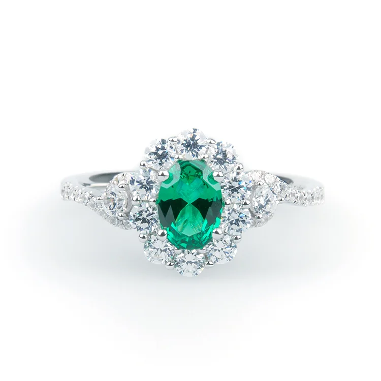 Green Coloured Cluster Ring