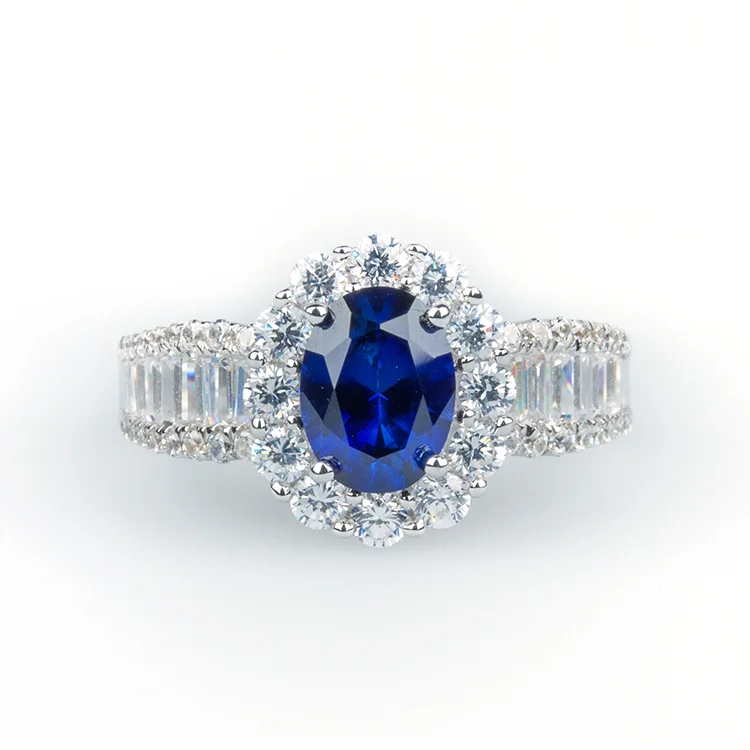 Blue Coloured Cluster Ring