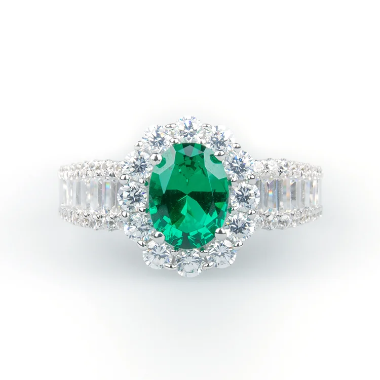 Green Coloured Cluster Ring