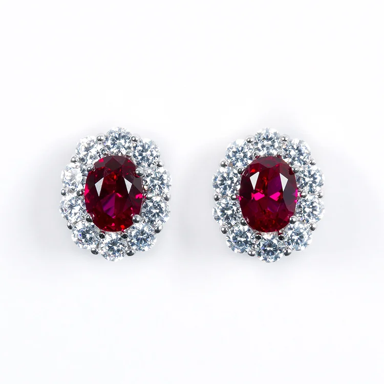 Red Coloured Oval Earrings