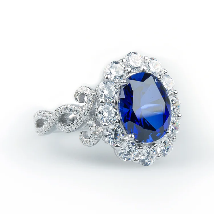 Blue Coloured Cluster Ring