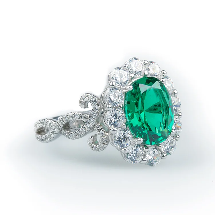 Green Coloured Cluster Ring