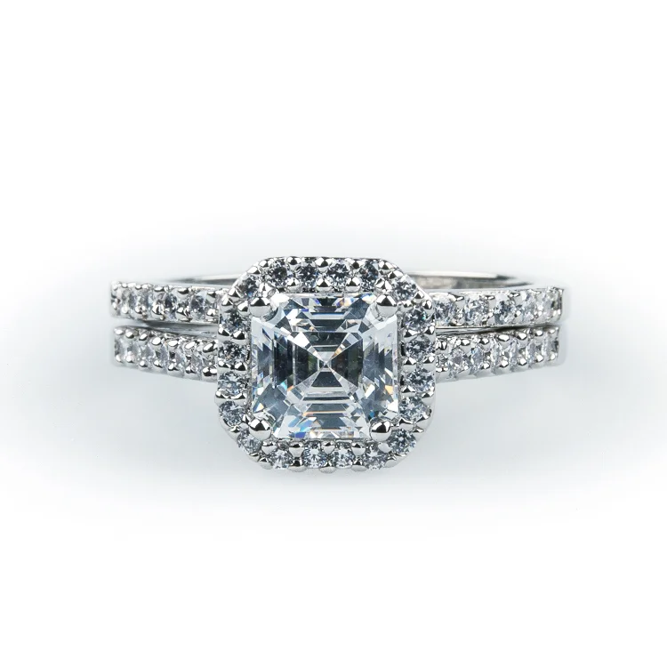 Cushion Cut Solitaire Ring Set