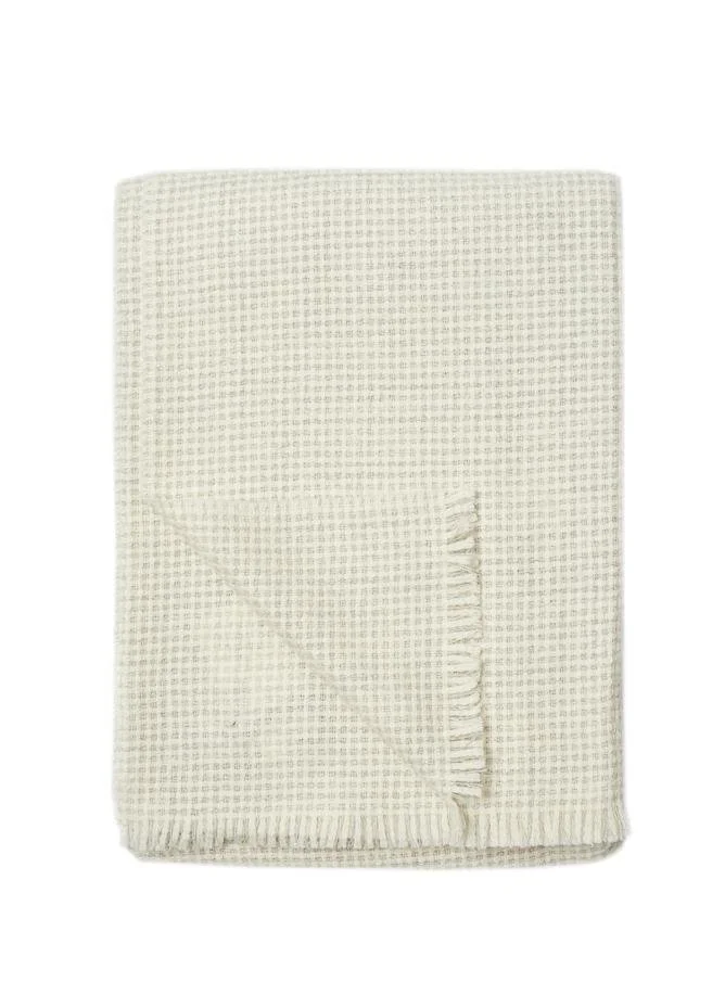 Two Toned Pure Baby Alpaca Throw Blanket, Ivory