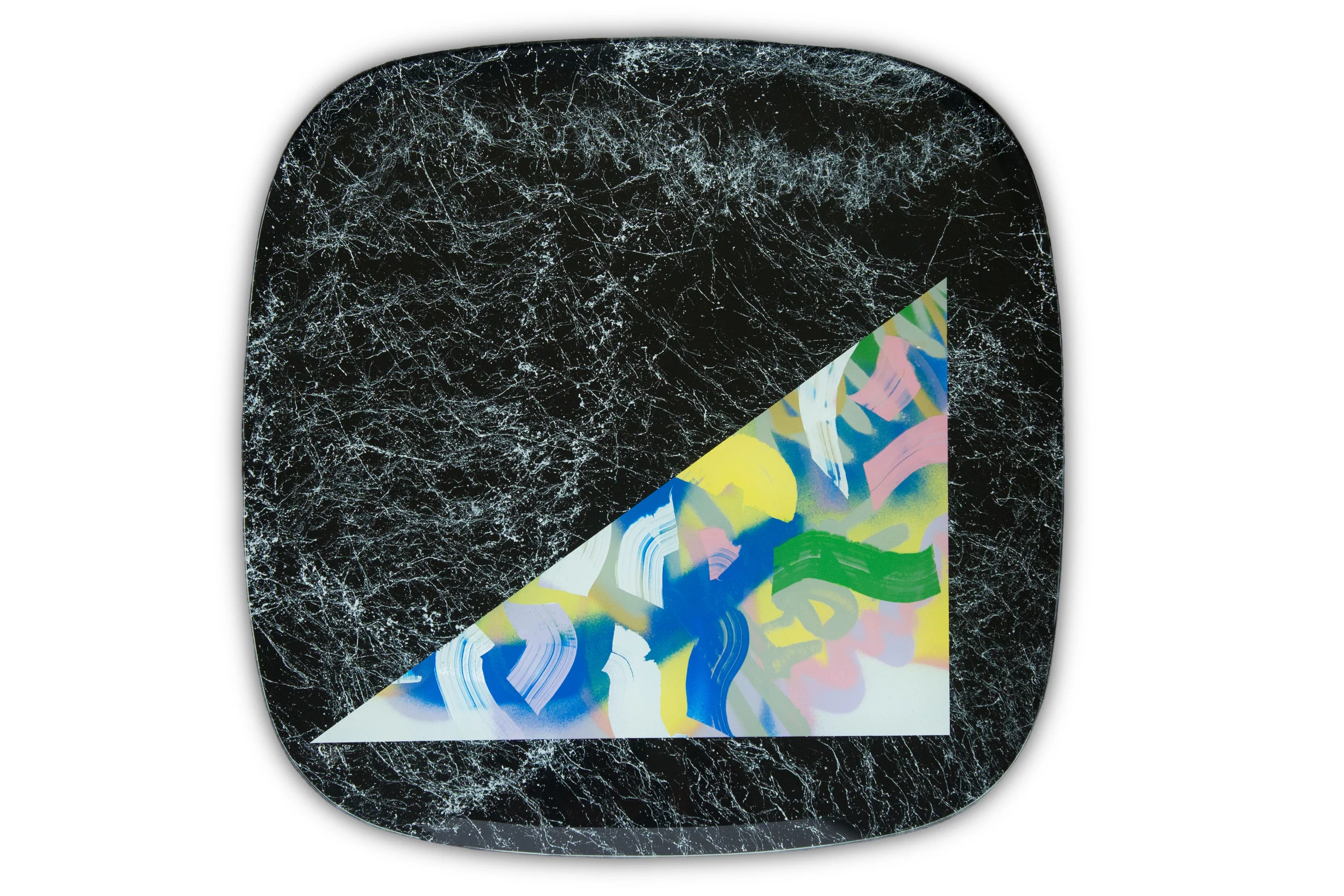 Self Reflections Series (8) | 23.5"x23.5" Spray Paint and Acrylic on glass table $400