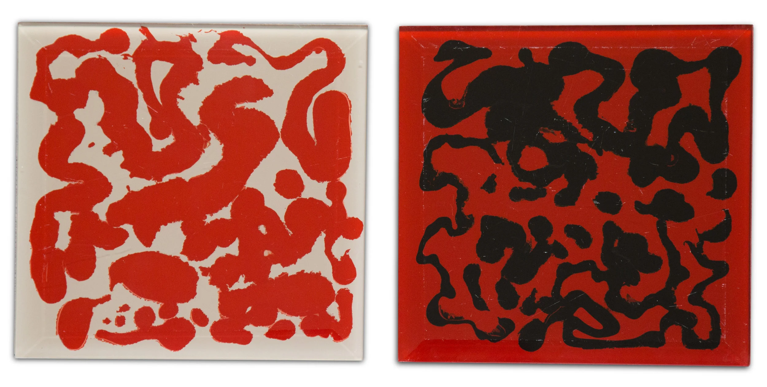 Liver | 6"x6" (2) Acrylic and Spray Paint on glass panels NFS