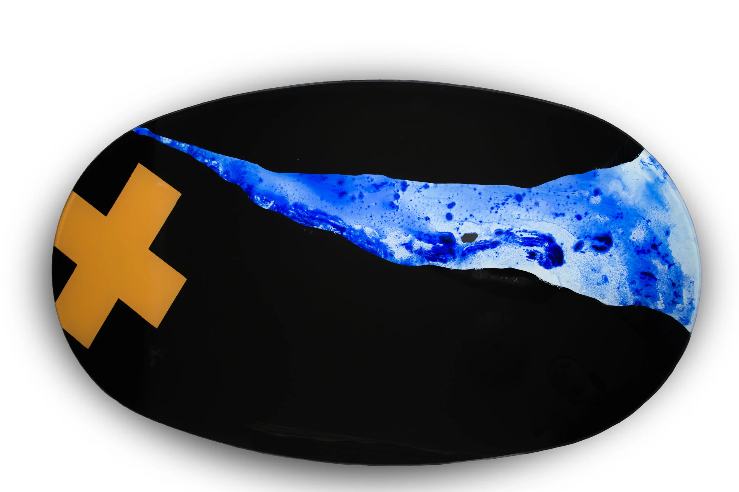 XII | 36"x50" Acrylic and Spray paint on glass table $400