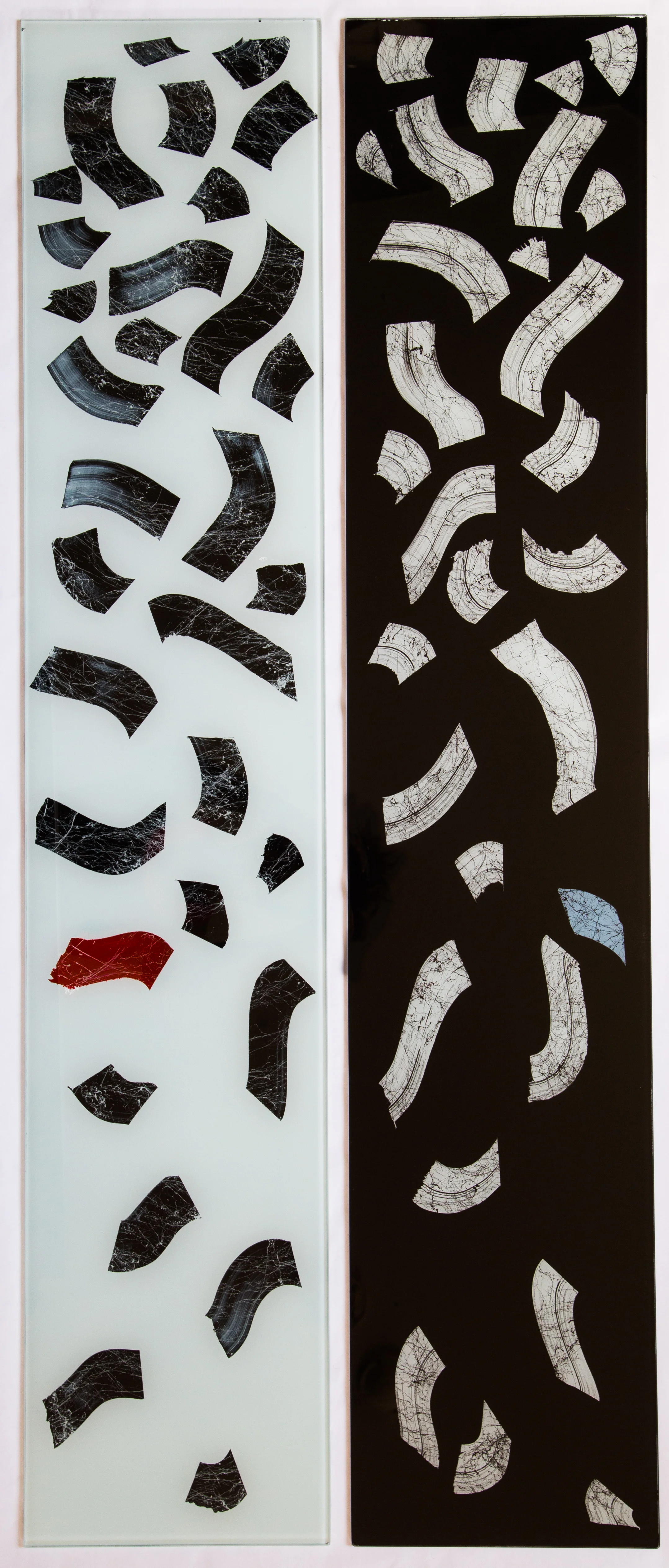 Self Reflections Series (9, 10) | 9.75"x48" Spray Paint on glass $200 (left sold)