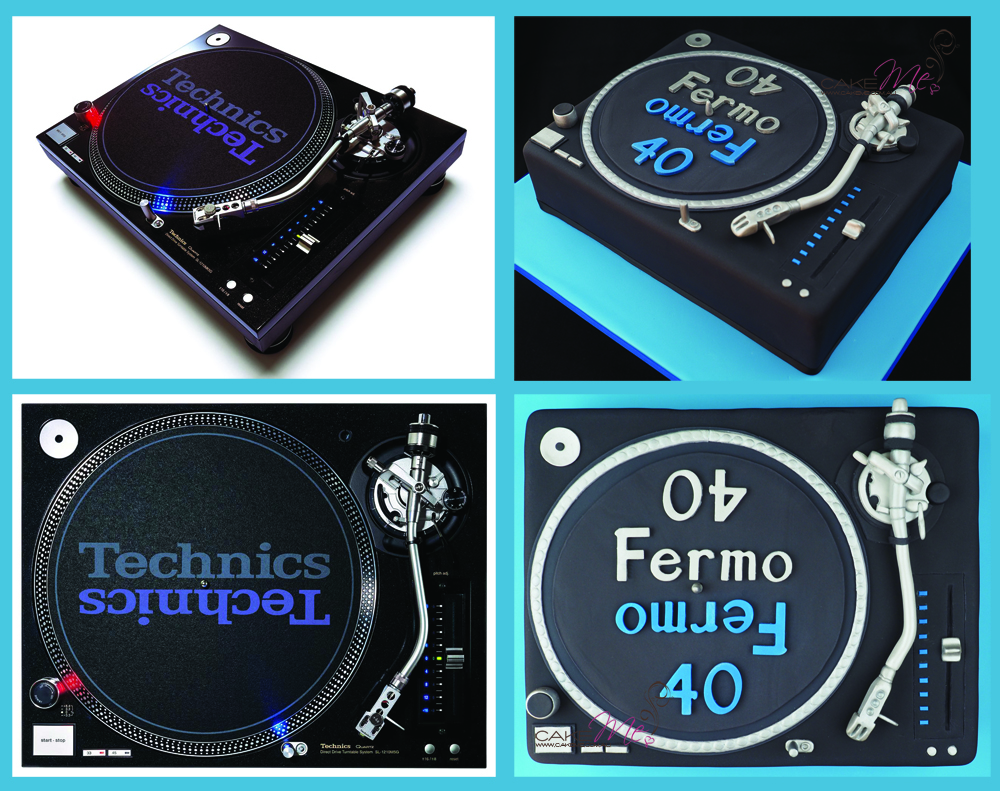 Images of the Technics Direct Drive Turntable System and our "Fermo" cake, based on the Technics Turntable 
