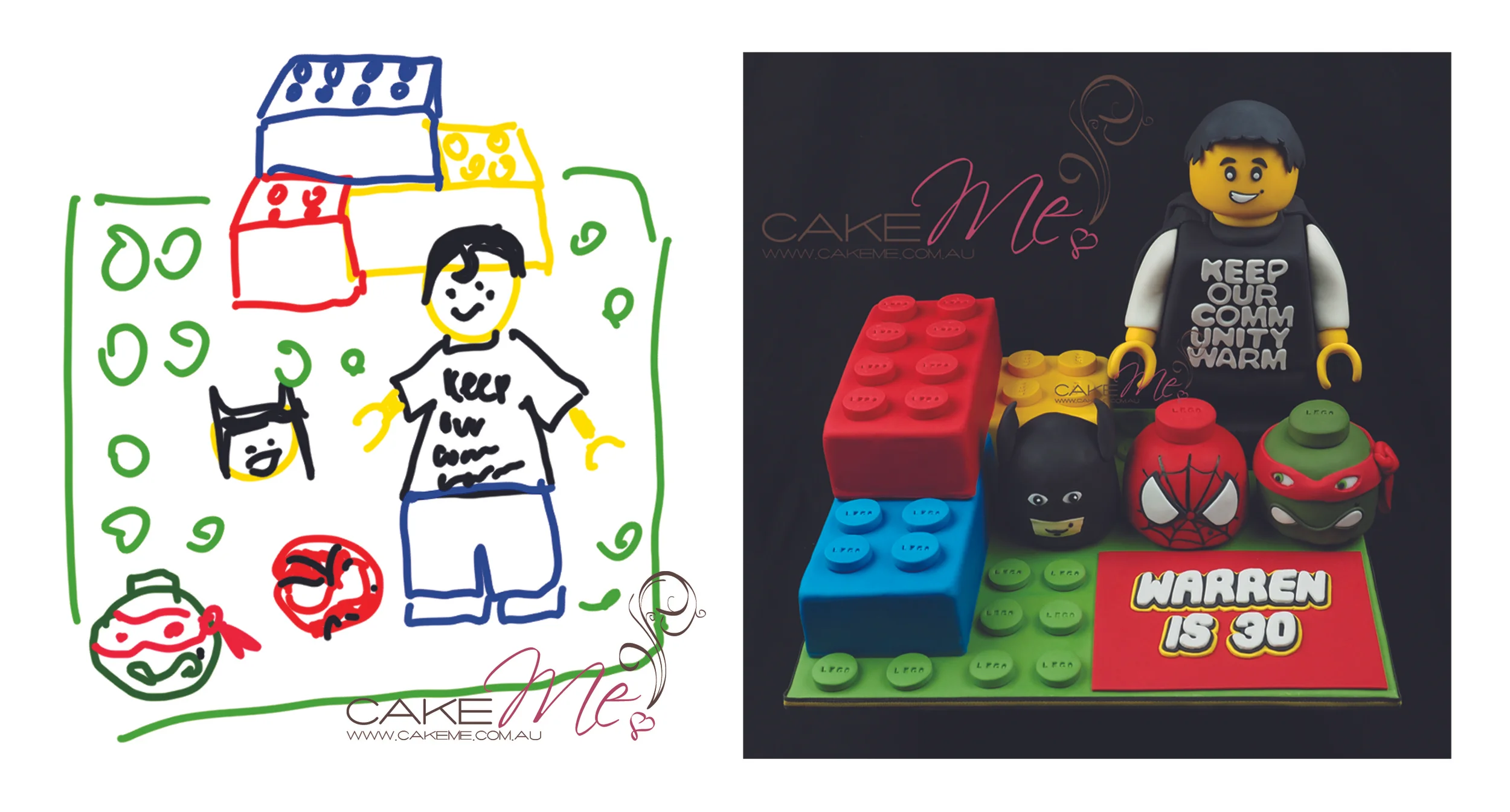 The recent Lego Superheroes cake... thankfully it turned out how we had pictured it in our heads and not what was on paper!!