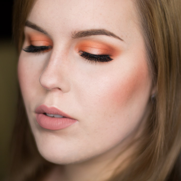 Orange Halo Eyes and Matte Nude Lips Look