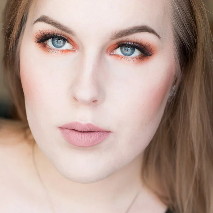 Orange Halo Eyes and Matte Nude Lips Look