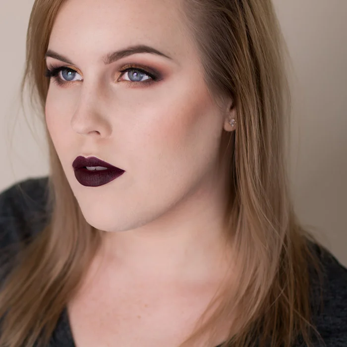 Warm Golds and Deep Eggplants Look