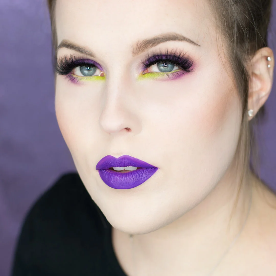 Bright Purple and Acid Green Eyeshadow Makeup