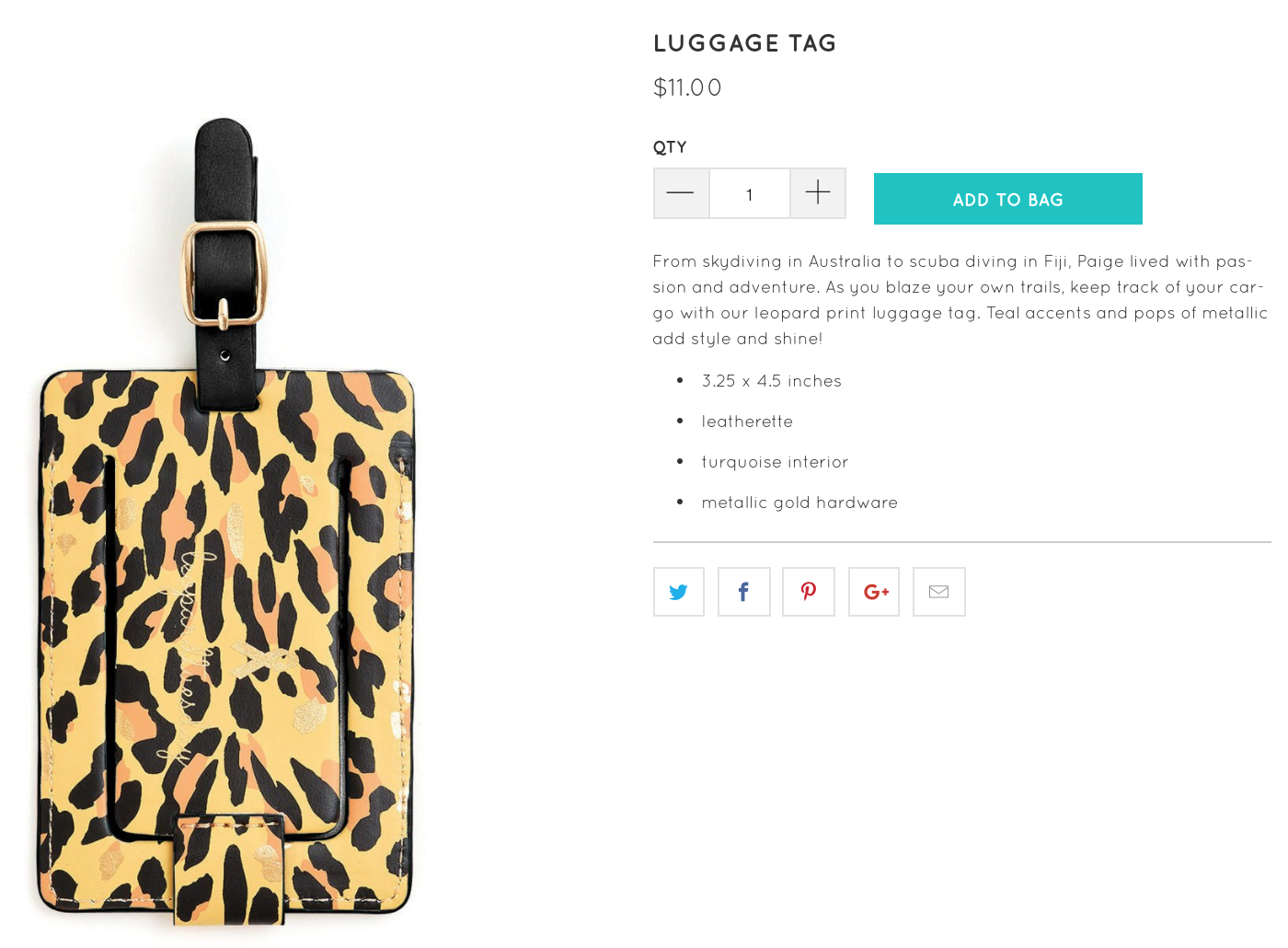 I infused elements of Paige's life and personality into product descriptions, as seen here. 