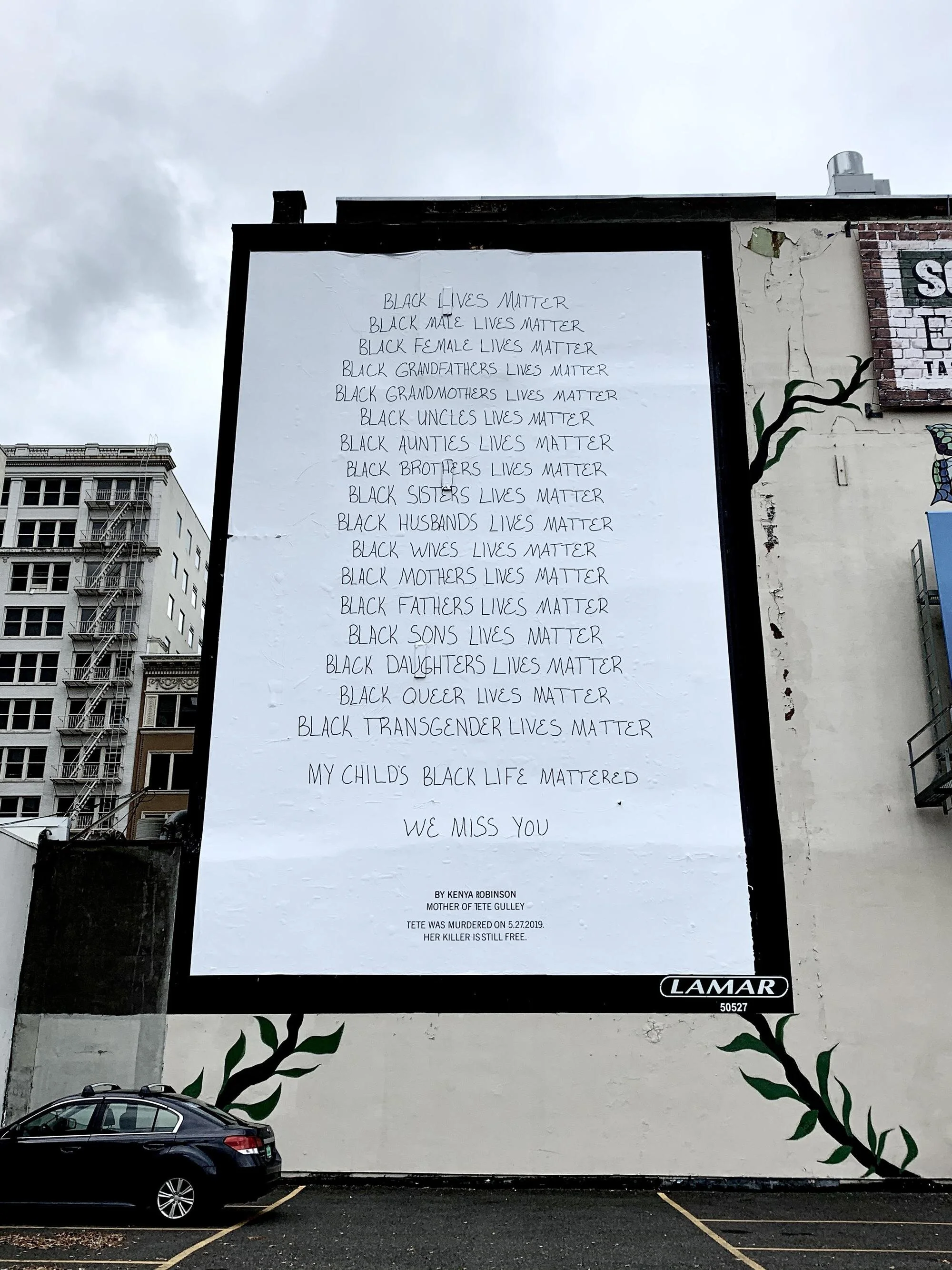 Tete Gulley  was found murdered in a Portland park in 2019.  Fed up with authorities lack of investigation- Tete’s mother, Kenya Robinson took it upon herself to get justice. A small group of us got word of her story and set out to help. Together,