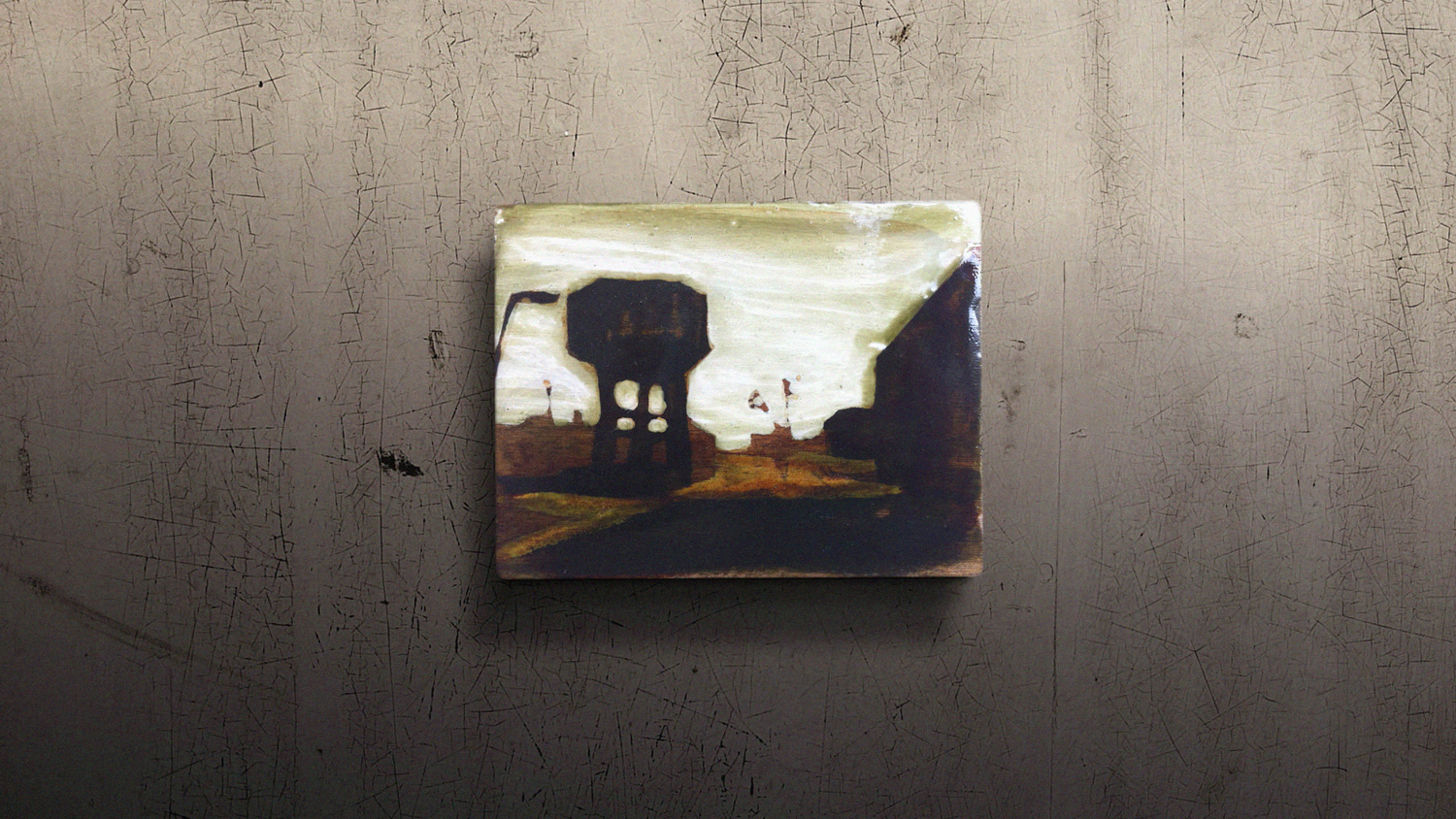 Work on wood 13x17 cm Mixed media Sold
