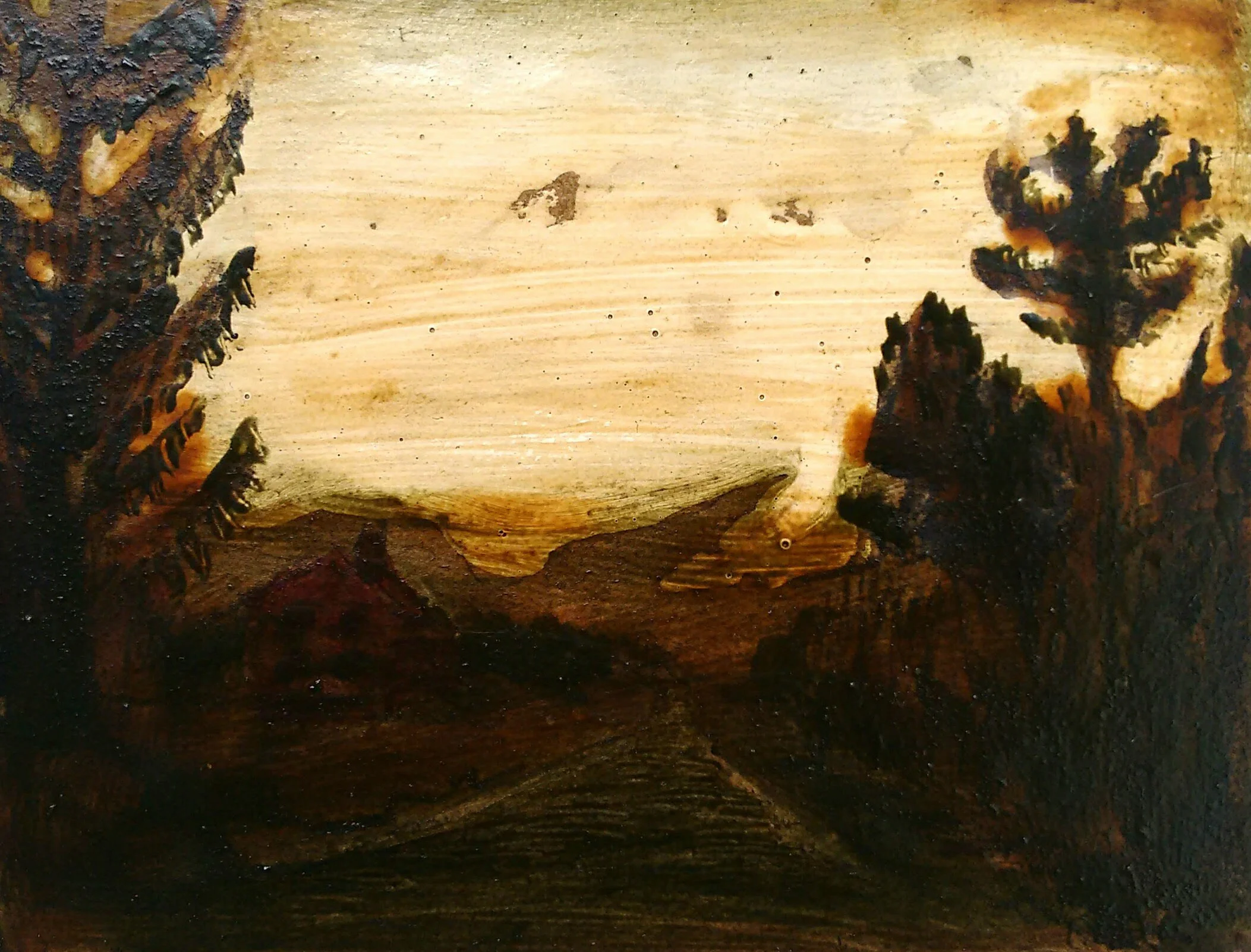 Work on wood 13x17 cm Mixed media Sold