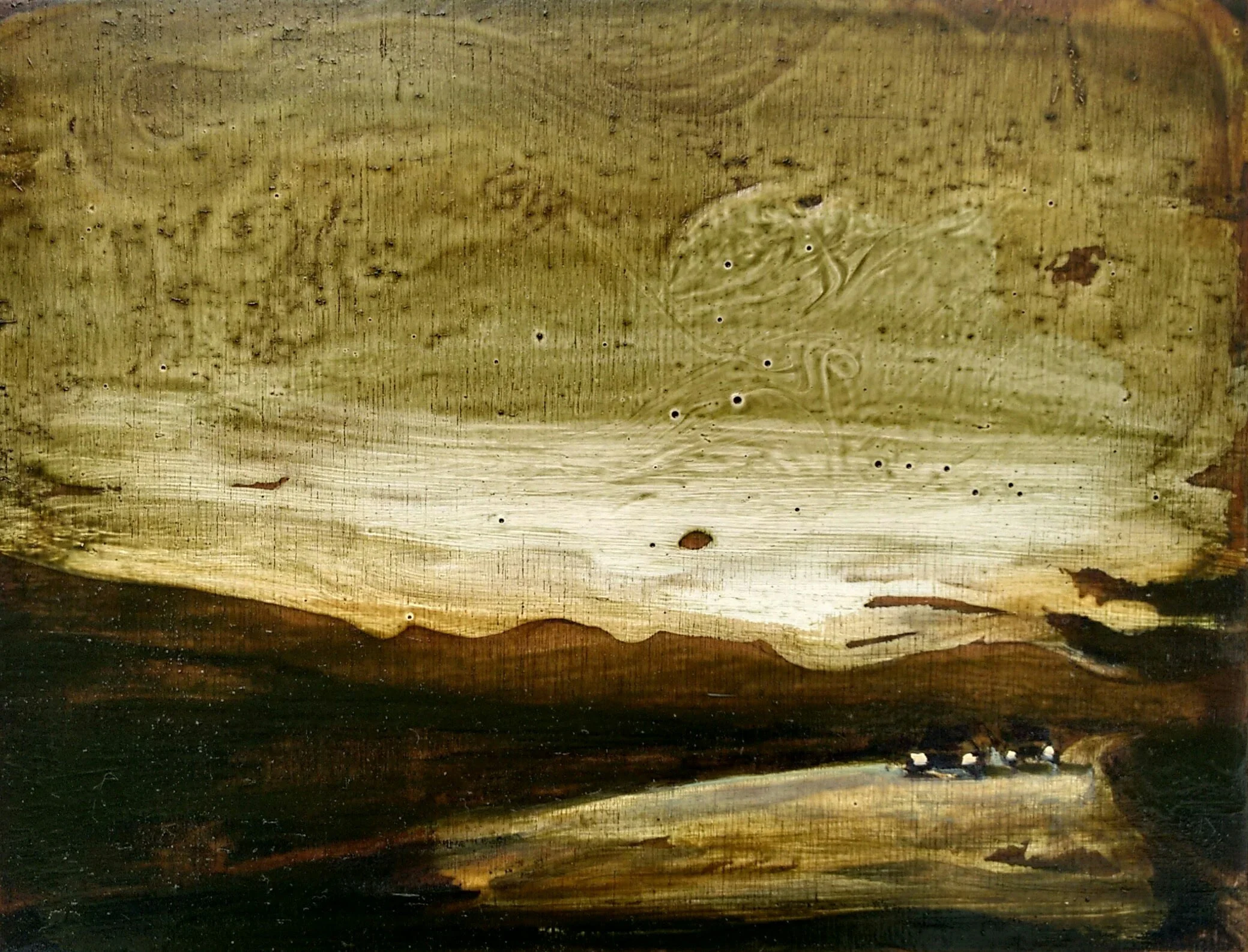 Work on wood 13x17 cm Mixed media Sold