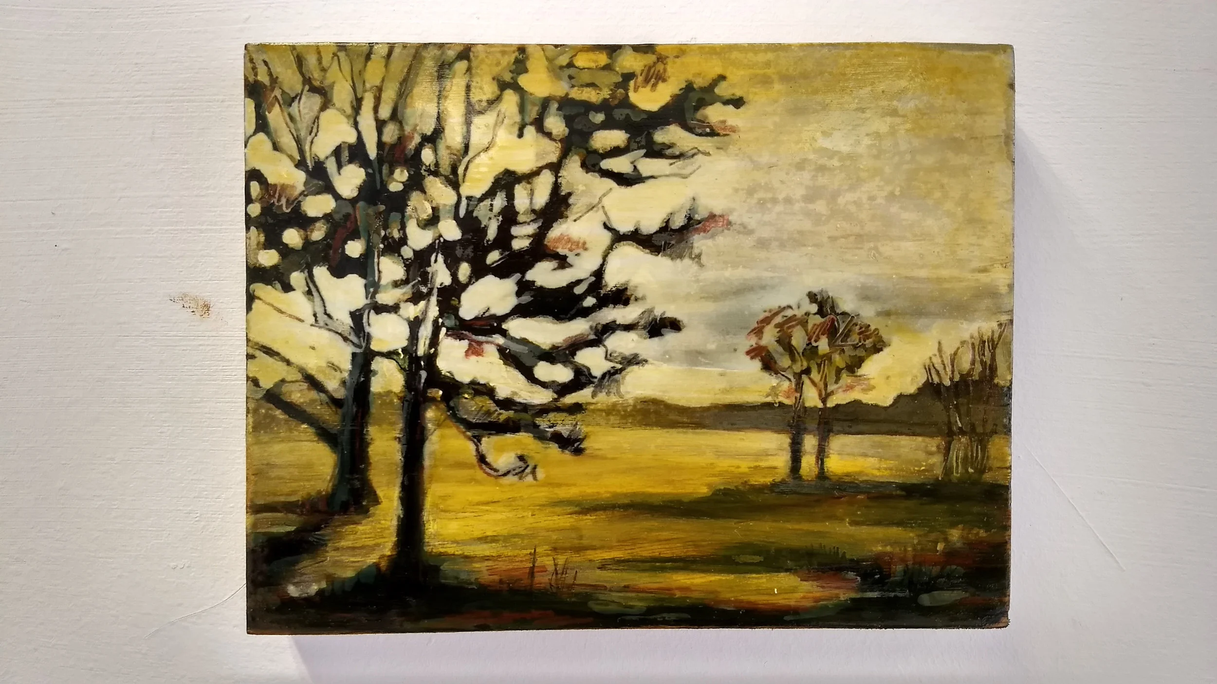 Work on wood 13x17 cm Mixed media Sold