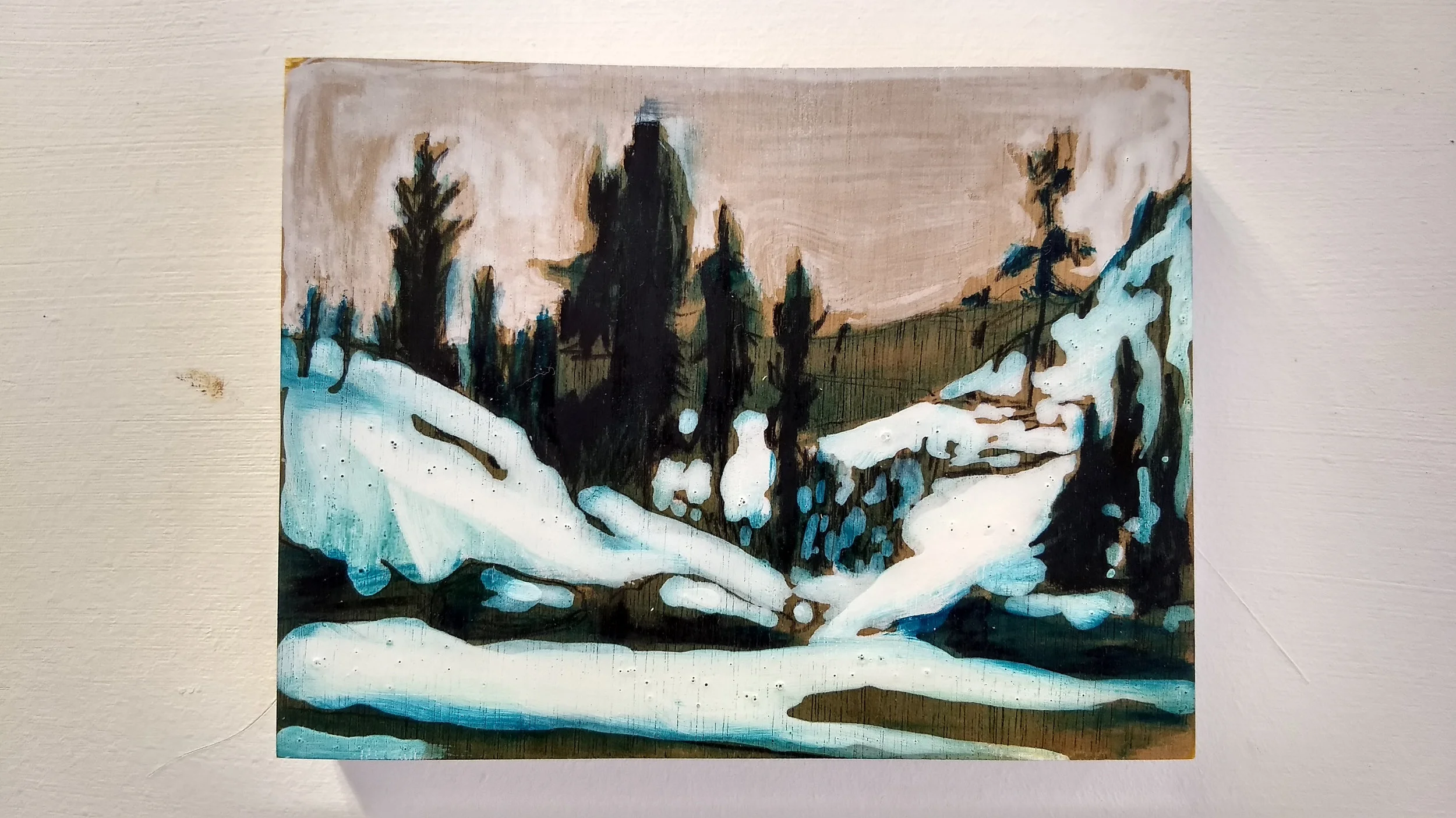 Work on wood 13x17 cm Mixed media Sold