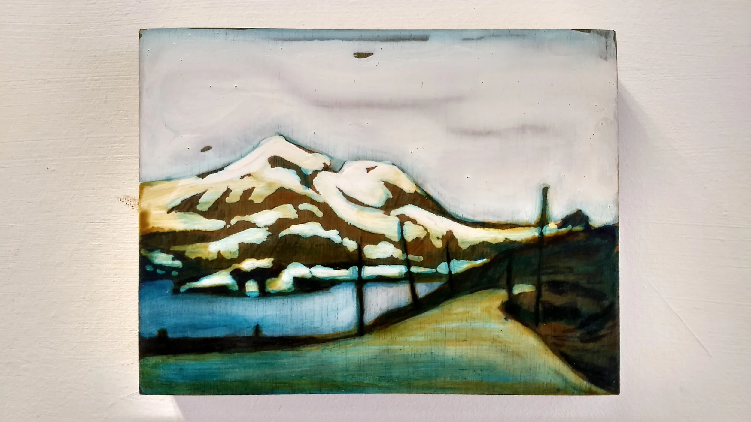 Work on wood 13x17 cm Mixed media Sold