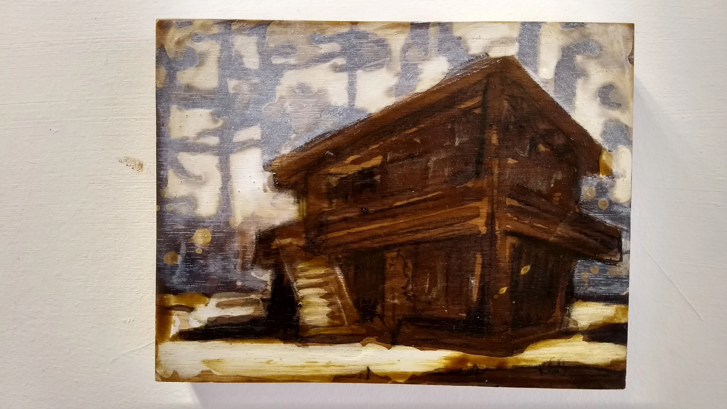 Work on wood 13x17 cm Mixed media Sold