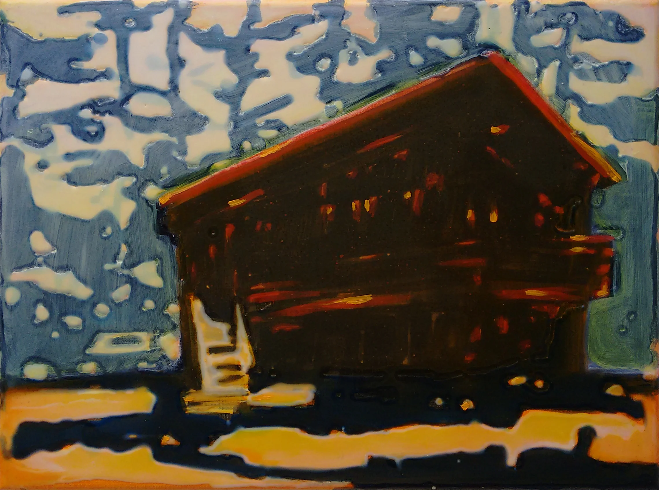 太浩湖畔小屋 30x40 cm 布面丙烯酸及环氧树脂