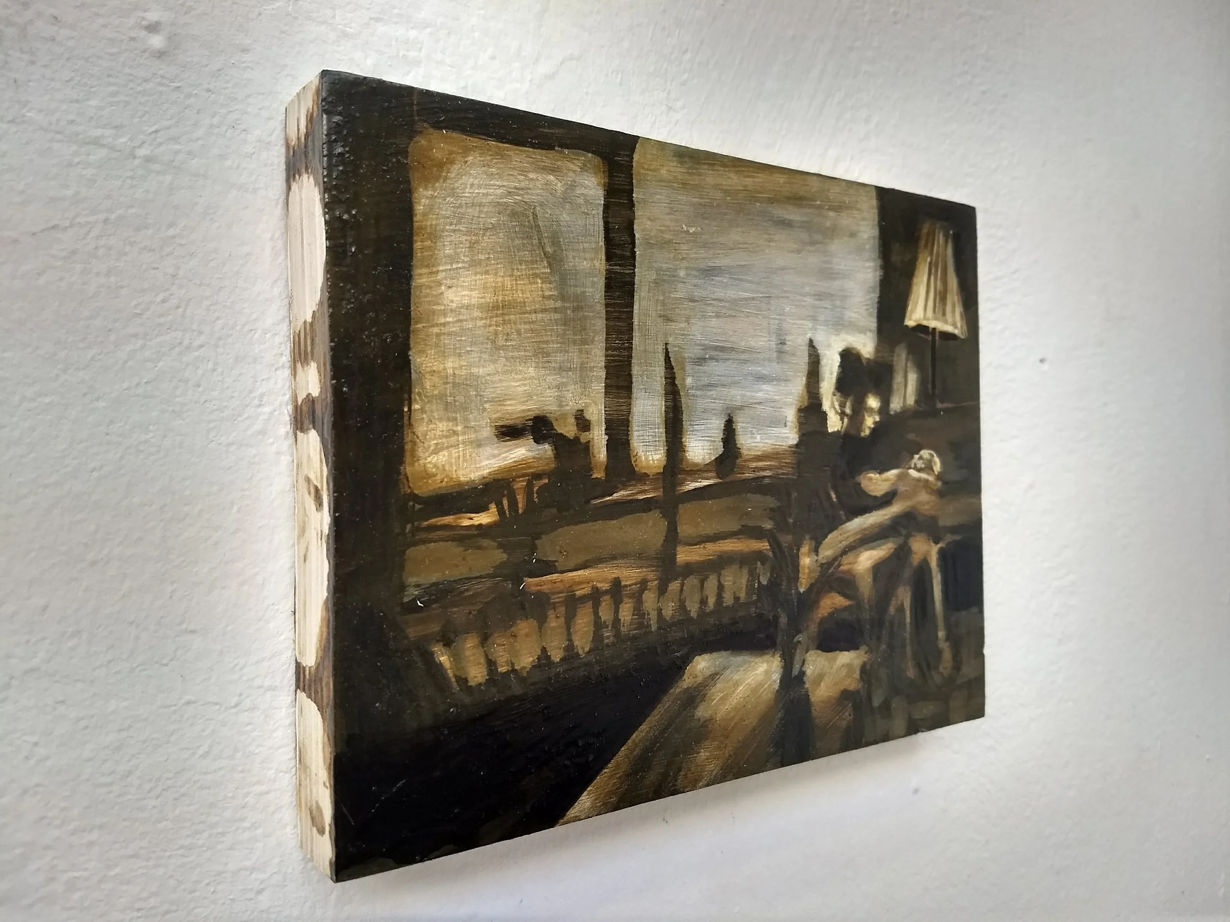 Work on wood 13x17 cm Mixed media