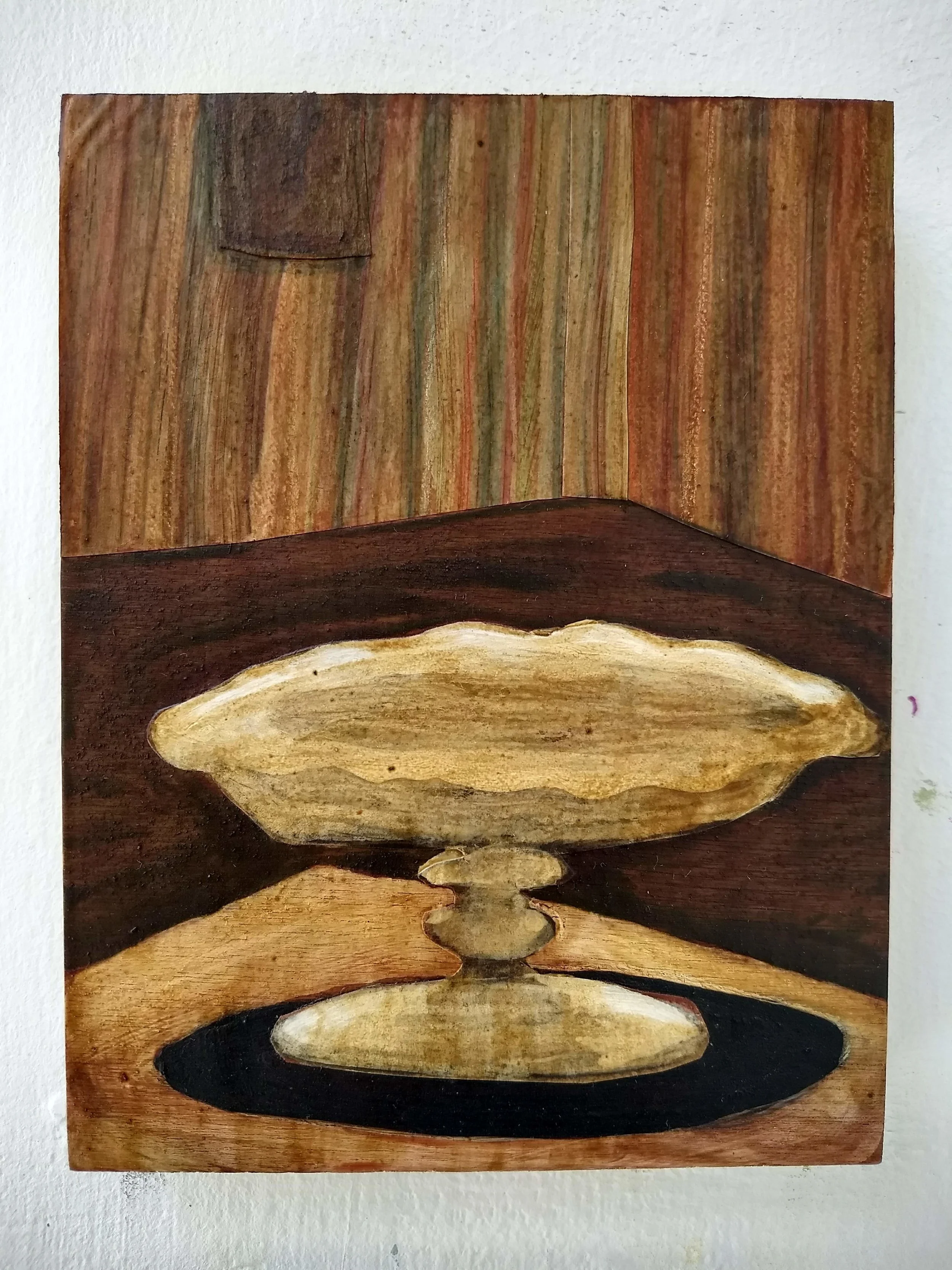 Work on wood 13x17 cm Mixed media