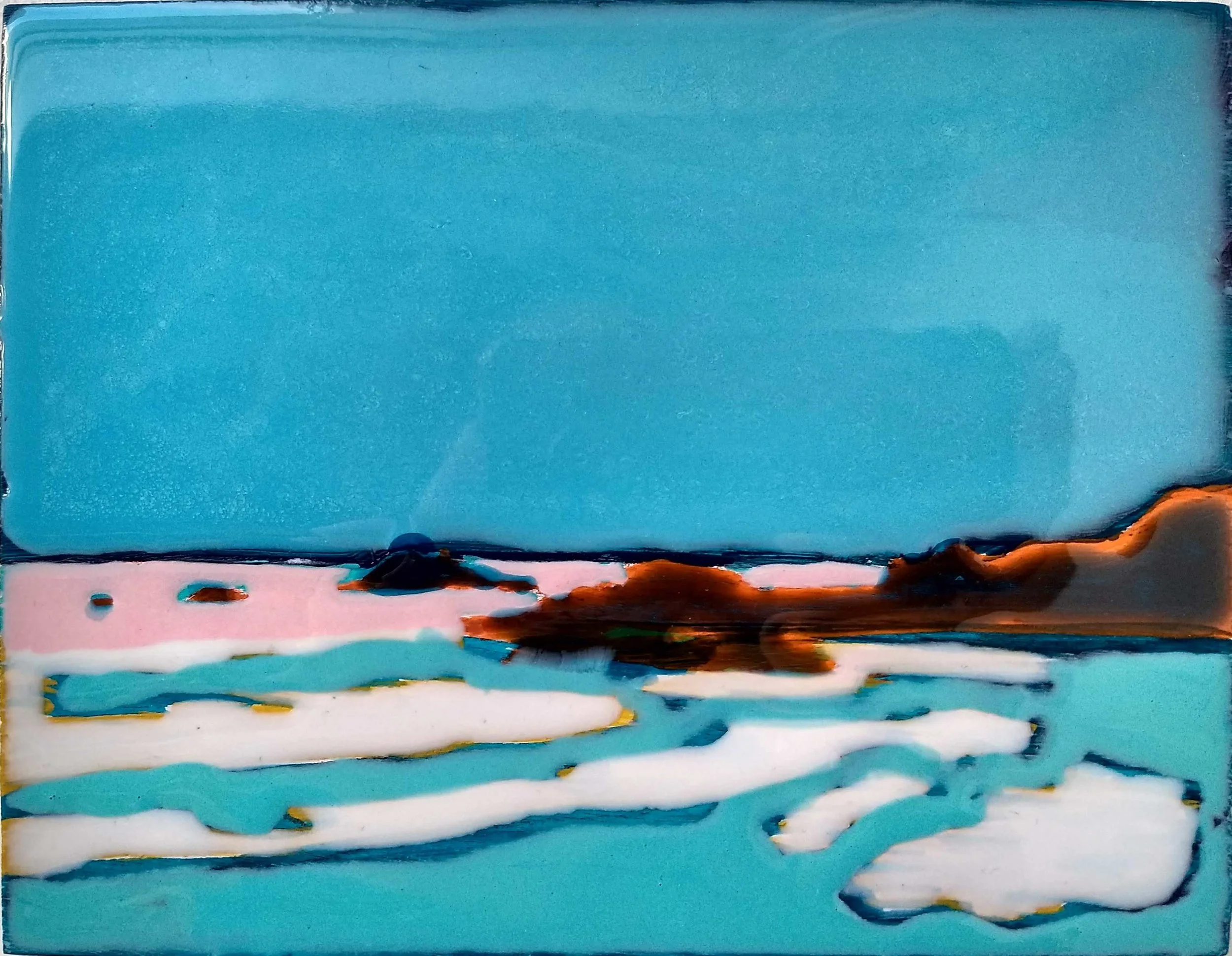 WORK ON WOOD 13 x 17 cm Acrylic and epoxy Sold
