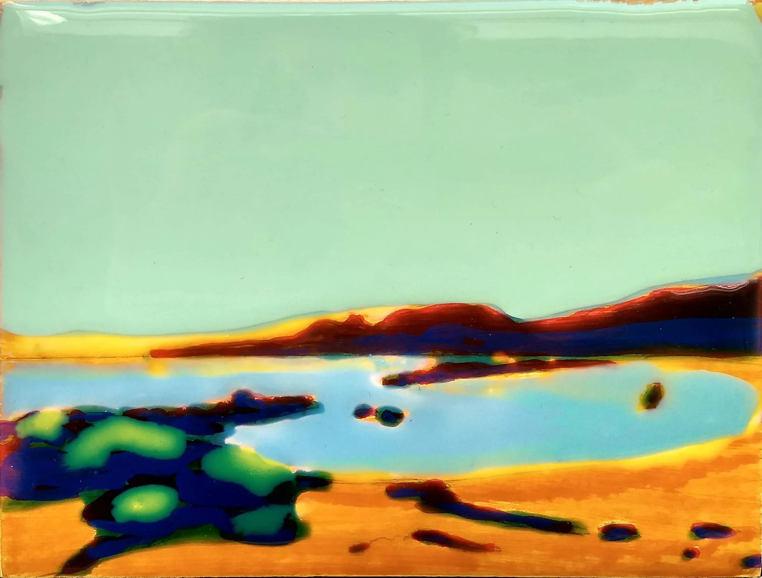 WORK ON WOOD 13 x 17 cm Acrylic and epoxy Sold