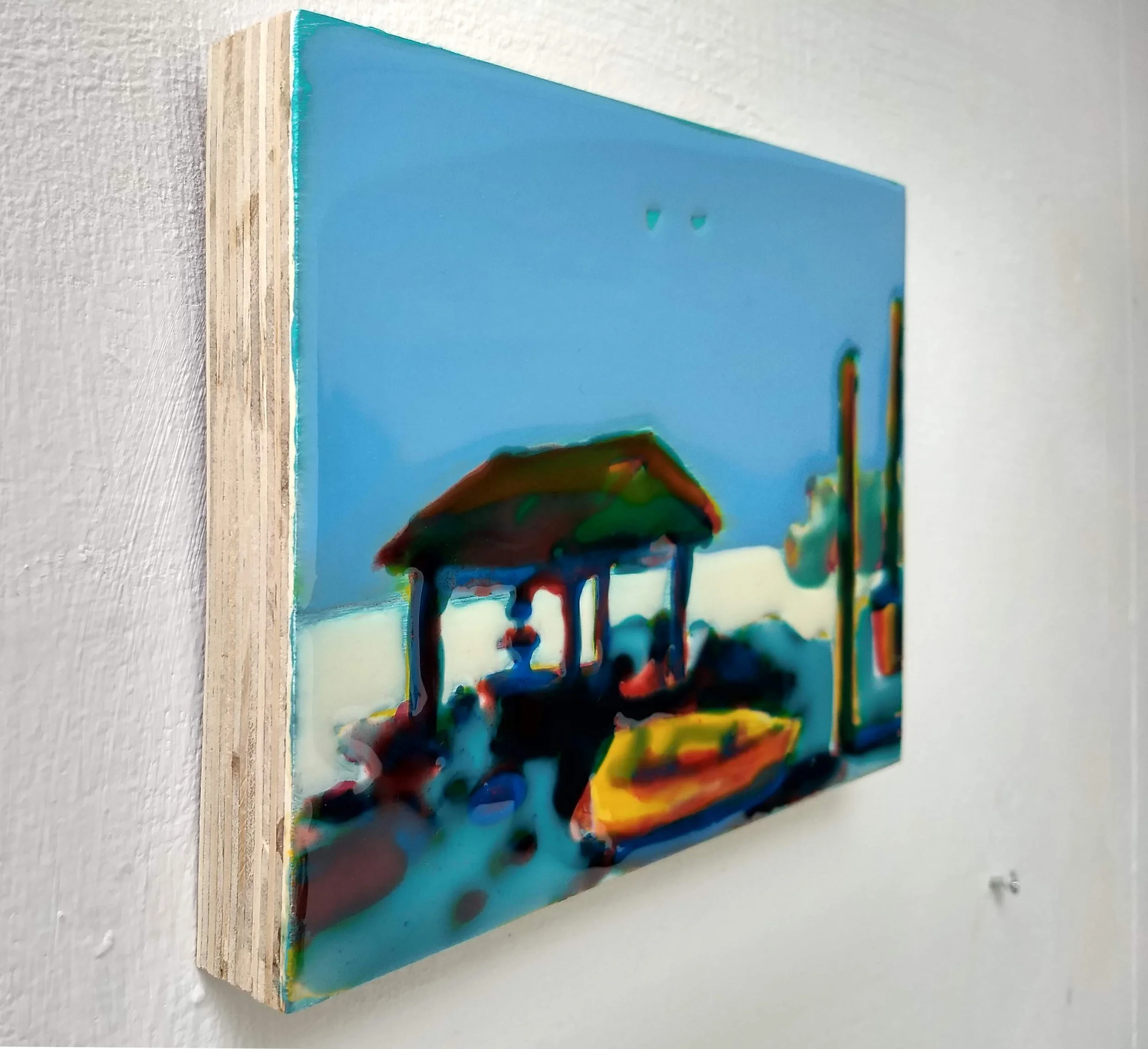 混合技術在木頭上 13 x 17 cm