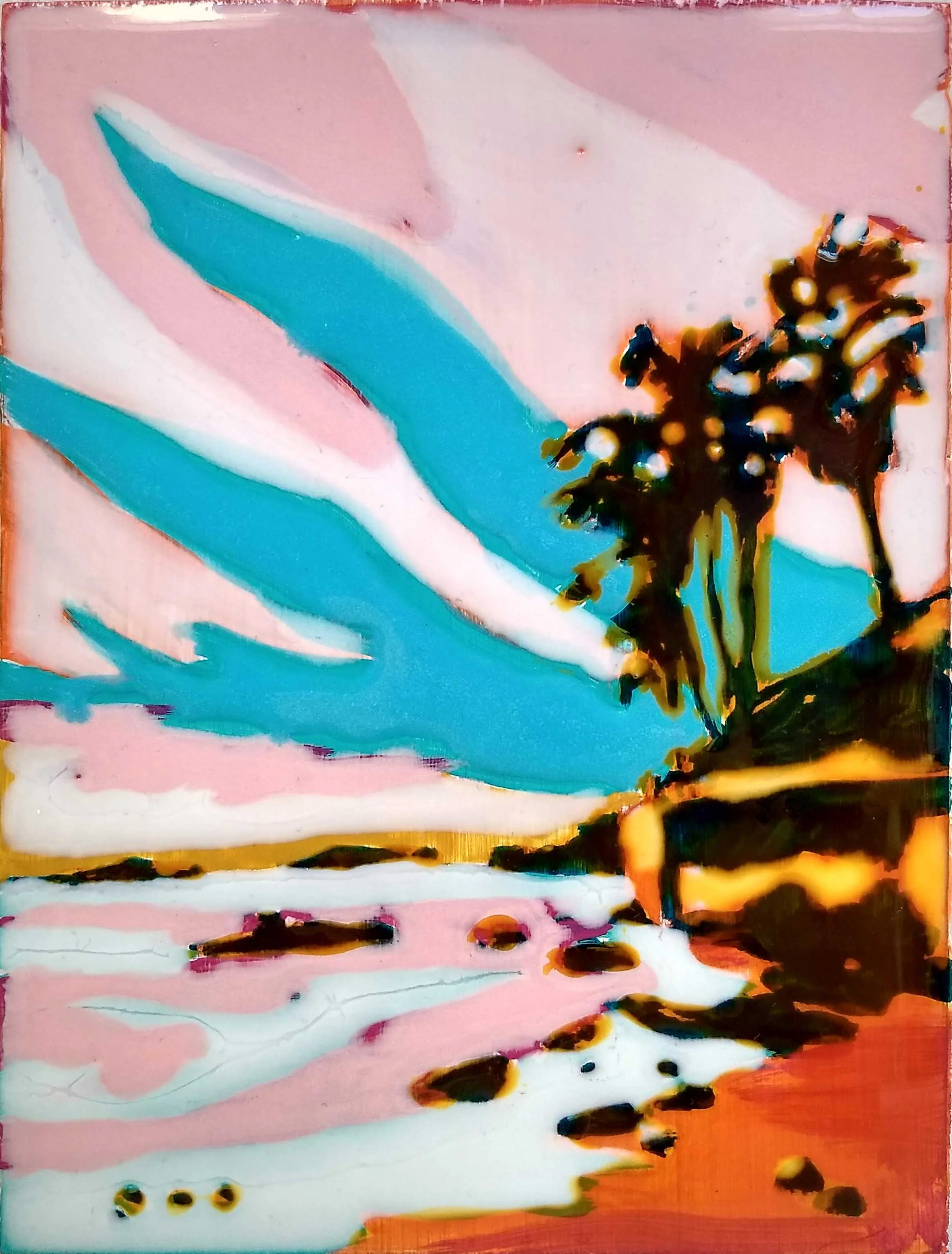 Work on wood 17 x 13 cm Mixed media