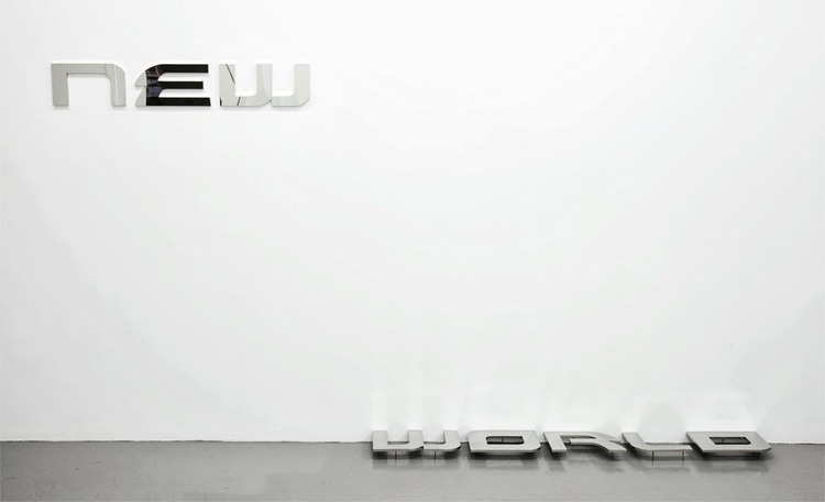 New World , 2013, polished stainless steel, 270 x 17cm.