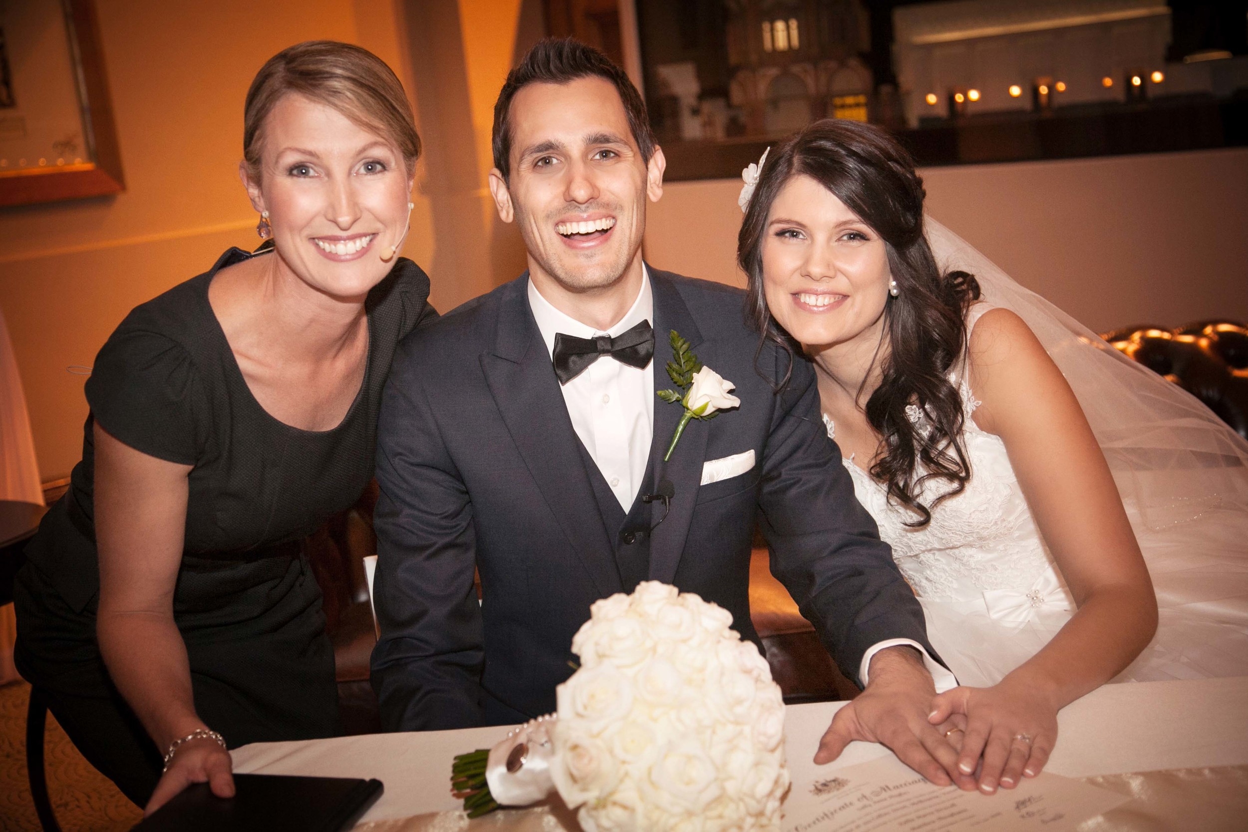 Black tie weddings with Celebrant Sally Hughes ( Studiomax)