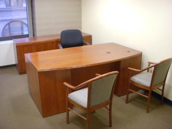   3 sets available 36/42" x 72" Desk 72" credenza Guest chairs  