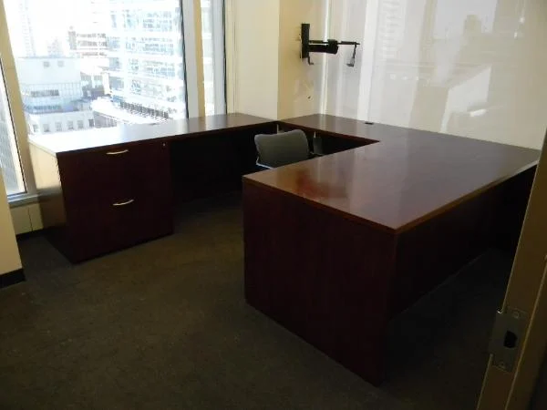 OFS U-shape desk (can be set as L-shape as shown here.) 36X72" desk with 42" left return and 72"x24" credenza