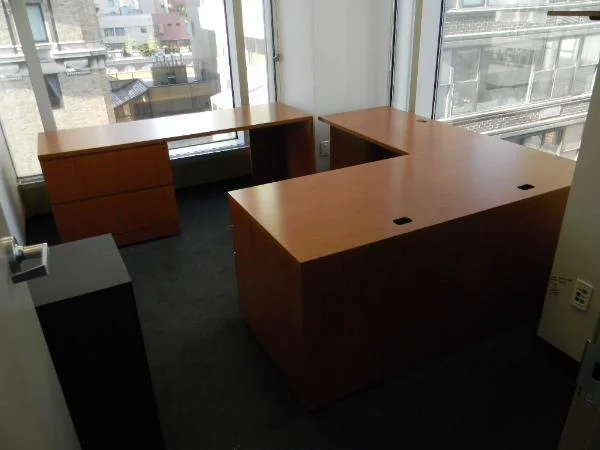 Knoll U-shape (or L-shape) desk. 30" x 66" desk with 42" left return and 72" x 22" credenza.