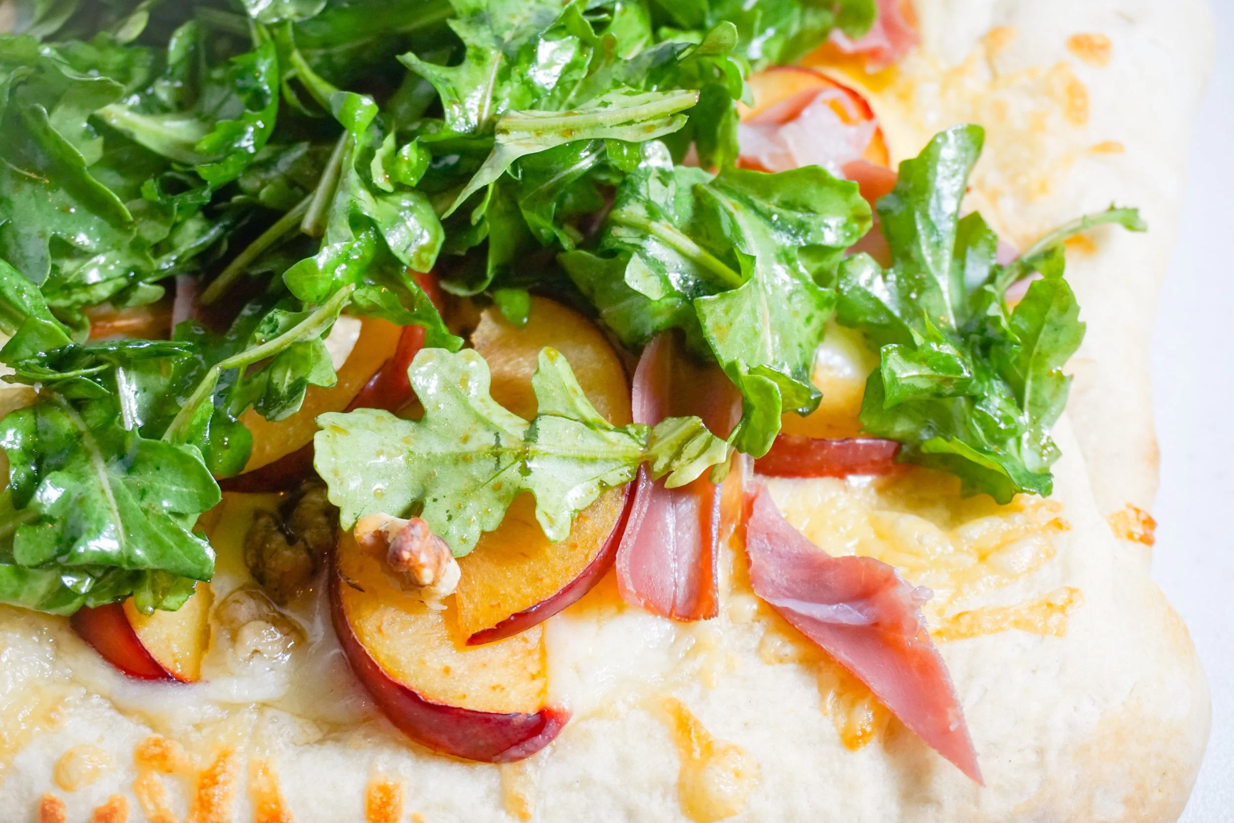 Plums, Walnuts and Gouda Pizza