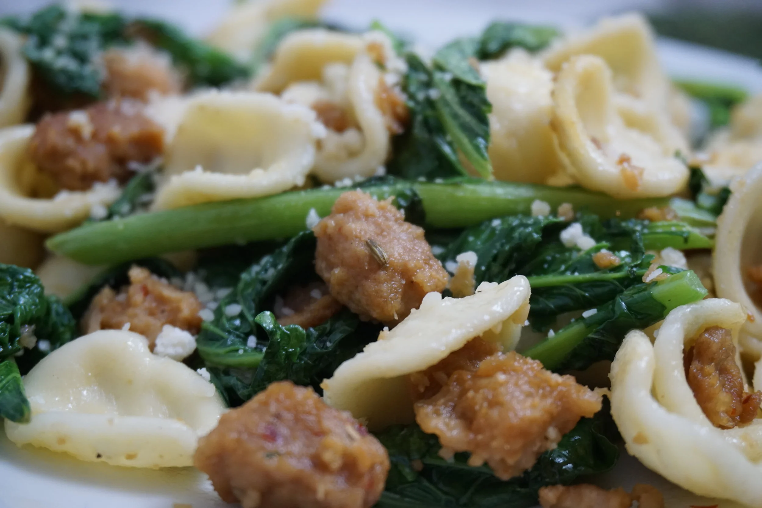 Orecchiette with Rappi & Meatless Sausage 