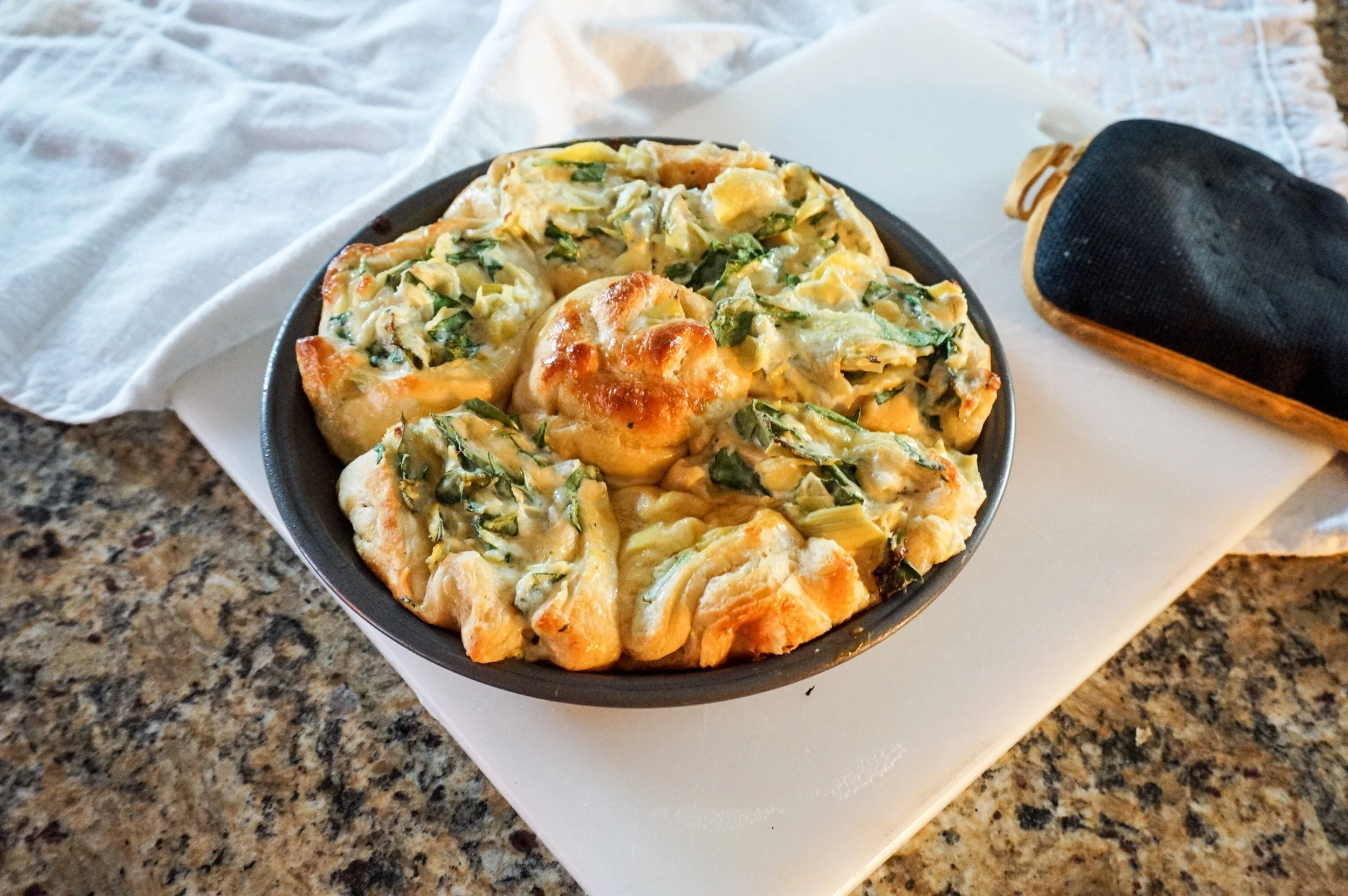 Spinach Artichoke Cheesy Bread