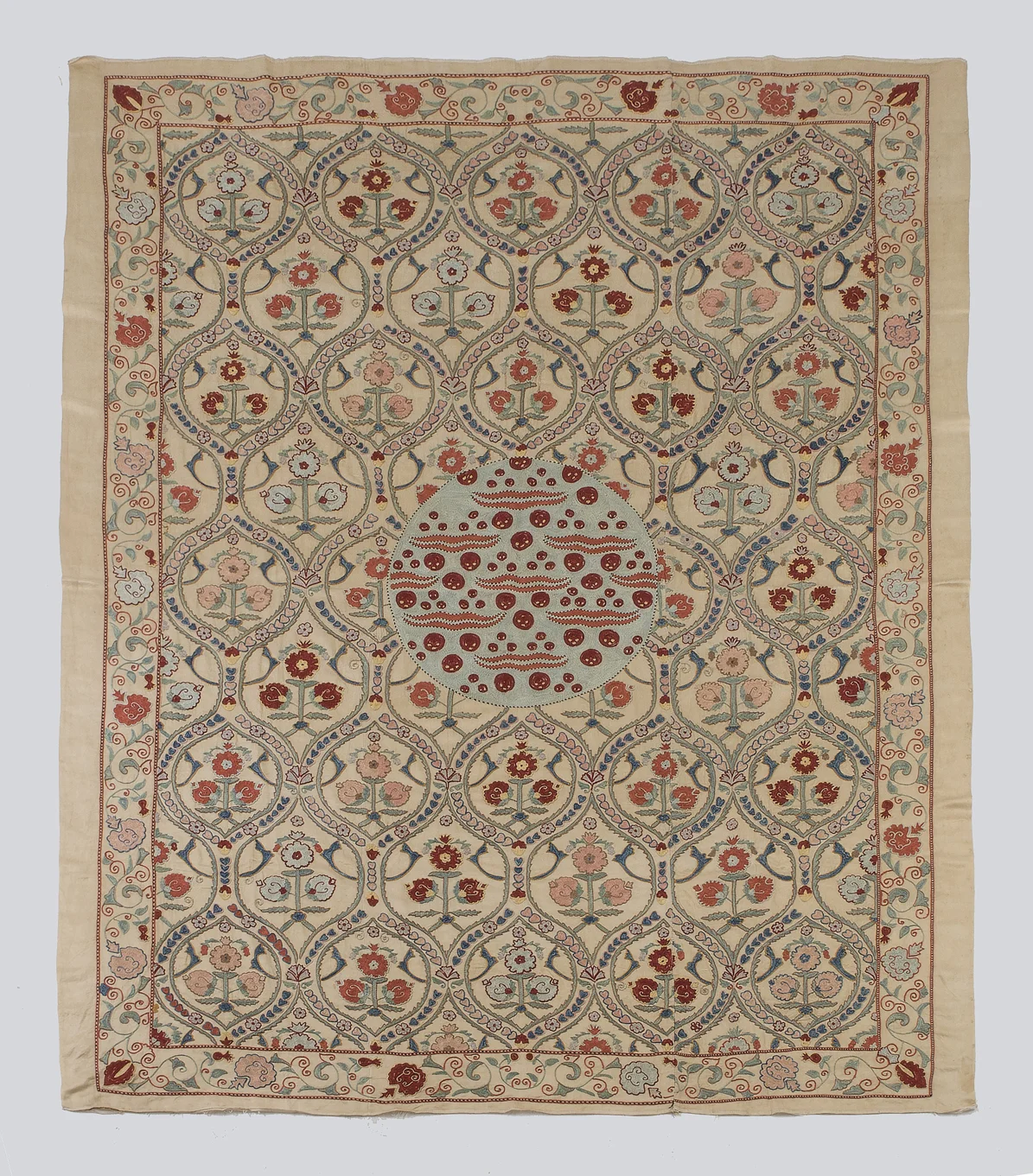 B / 33 / 03 Alll Silk Medium Size Suzani with Cintamani Design