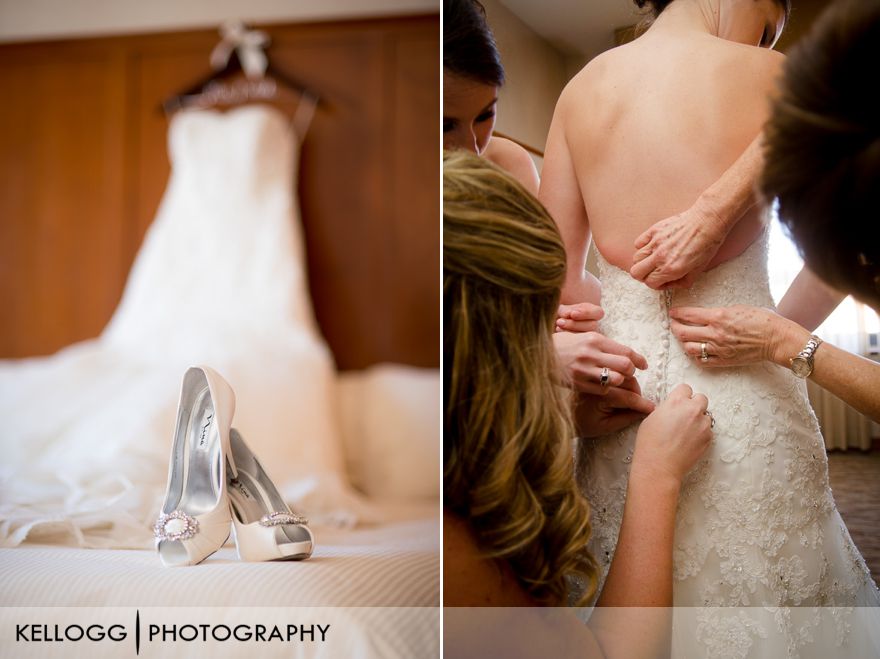 Wedding getting ready in hotel room