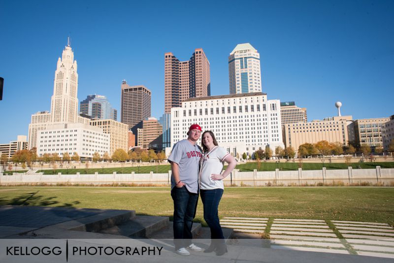 Columbus Ohio Skyline engagement photo