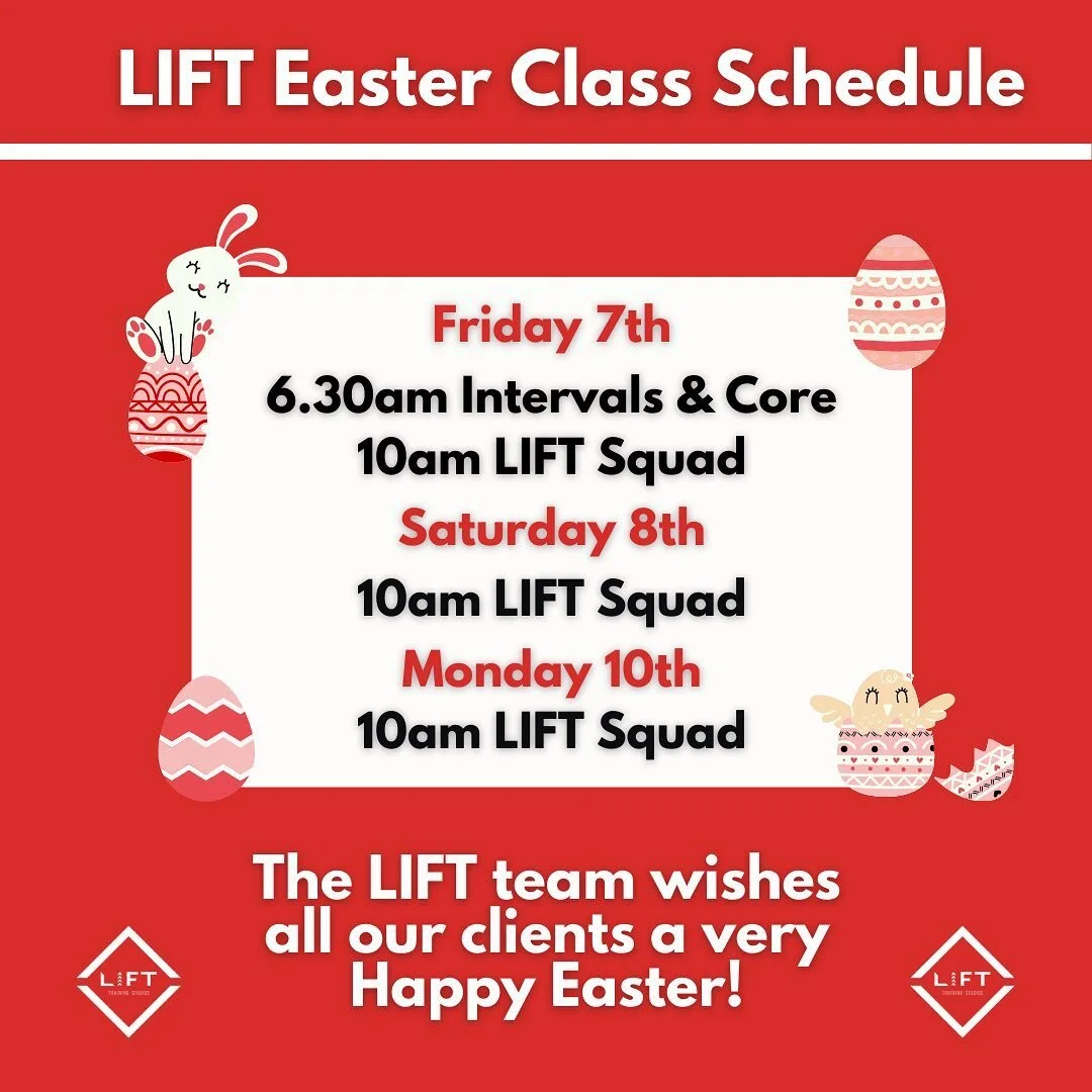 Maybe you&rsquo;ve just started your long, four-day Easter weekend? 

But Team LIFT is going to be in the Studio keeping your health &amp; wellness on track&hellip;well except for Easter Sunday, when even we will probably take the time to indulge a l