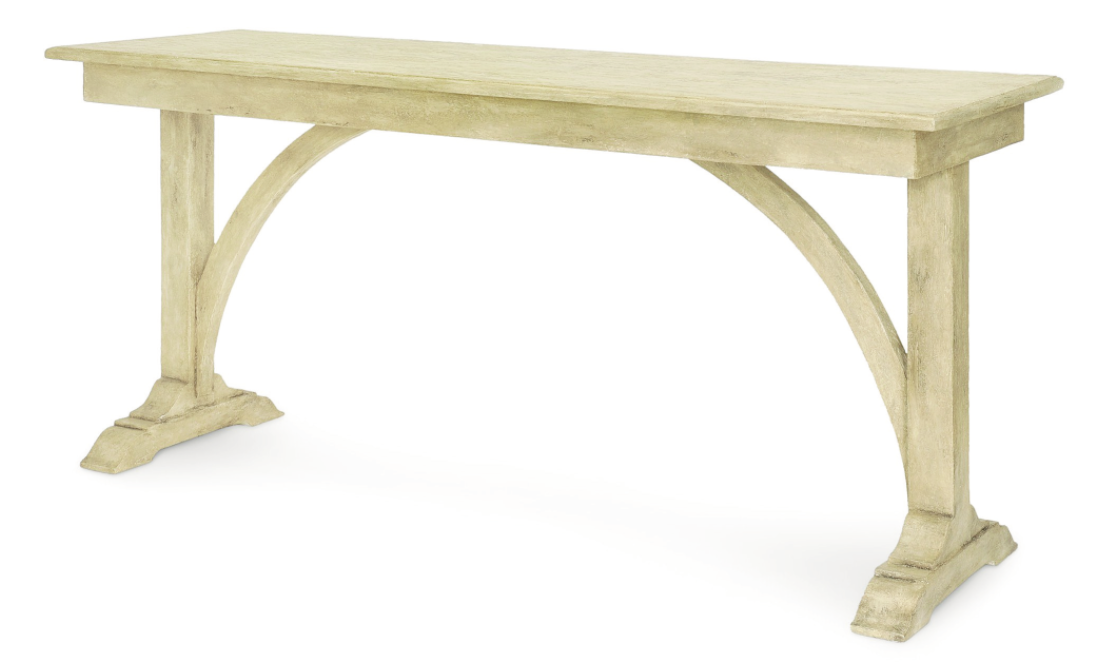 Tritter Feefer Gateway Console in its custom finish (providing a hint of hunter green), will be jaw-dropping situated behind the sofa with two large lamps for added height and additional light. 