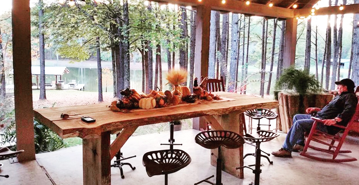 Outdoor covered porch and kitchen - the newest addition to the cabin.