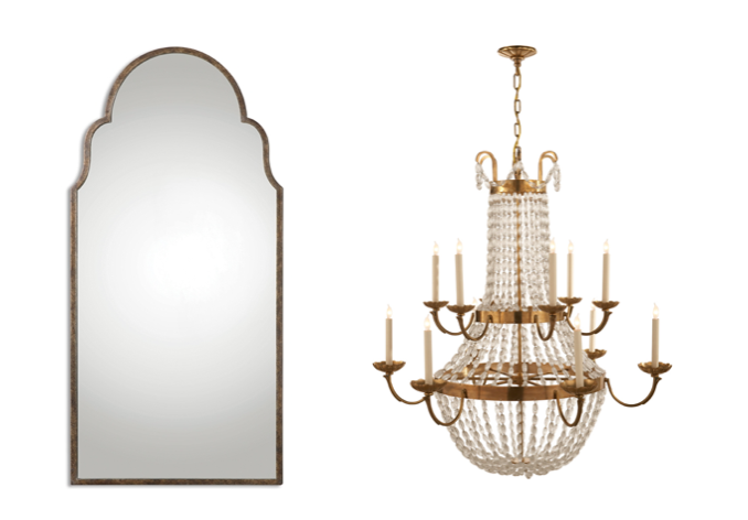 LARGE 30" x 62" TORTOISE SHELL MIRRORS & REPRESENTATION OF EXISTING CHANDELIERS